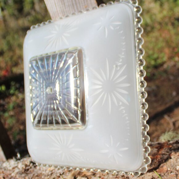 Art Deco Satin Crystal Glass Shade – Atomic Starburst Harmony House Sears 1940s - Picture 10 of 12